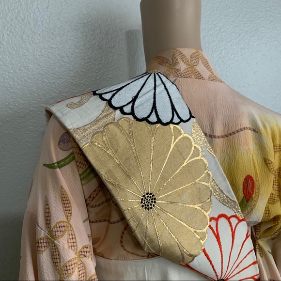 Vintage 70s Mod Floral Embroidered Fabric Obi Belt main image 7